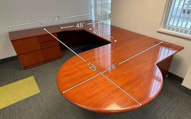 Executive U-Shaped Desk with P-Top – Cherry Finish